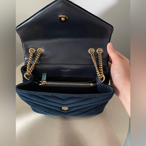 YSL Classic Monogram Envelope Satchel Quilted Shoulder Bag in Blue - Picture 3 of 10